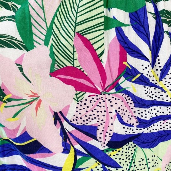 NEW LOFT Palm Double Strap Midi Dress 12 Blue Green Pink Multi Floral 590138 - Picture 8 of 13